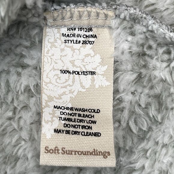 Hugs From Soft Surroundings Hug Me Cardigan Size Medium Cozy Fleece Pockets Gray - Picture 9 of 9